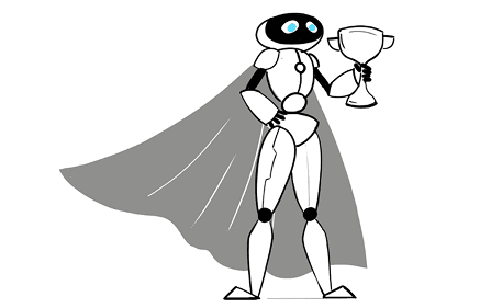 Robot holding a trophy